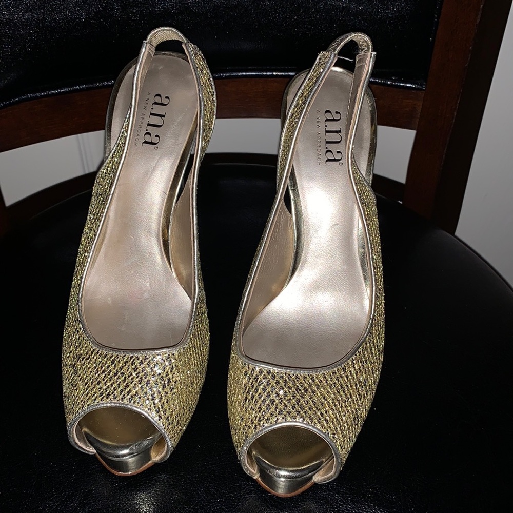 A.N.A Gold Glitter Heels